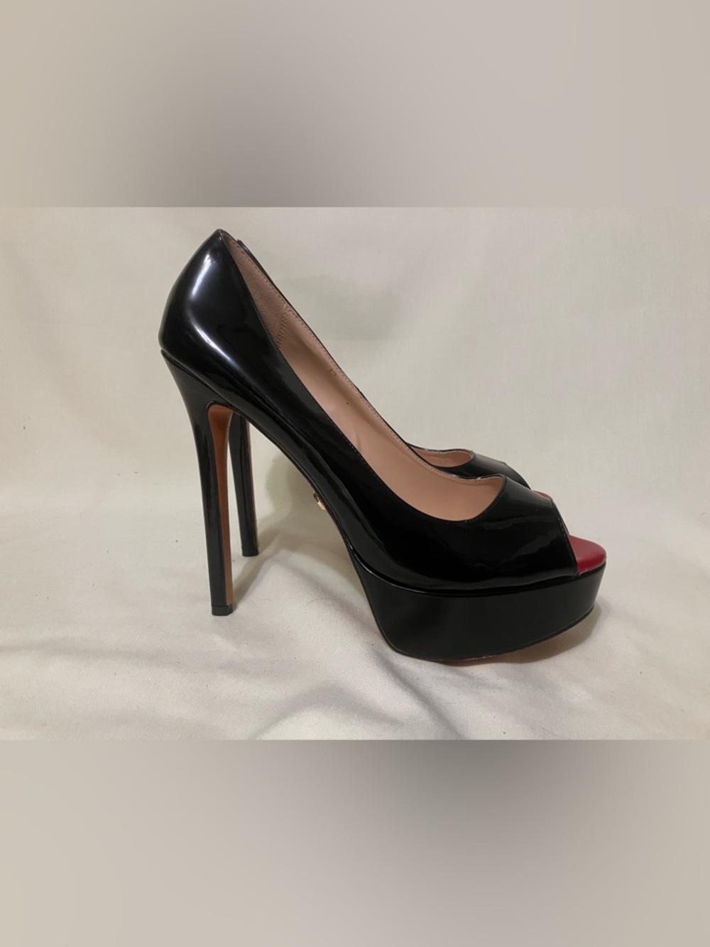 Petit Cadeau Women's Black/Red Stiletto High Heels Pumps Shoes Size 12